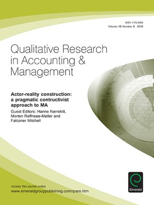 cover image of Qualitative Research in Accounting & Management, Volume 13, Number 3